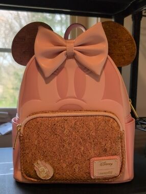 Loungefly Pink Minnie Ear Pin Backpack with Cork Pocket